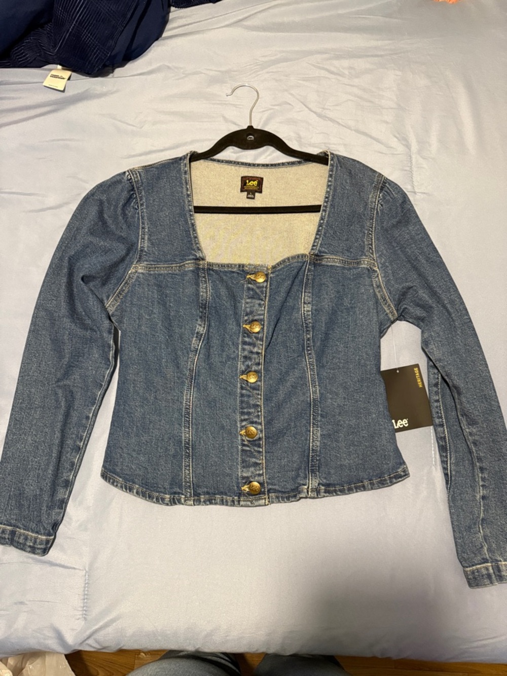 Lee Blue Square-Neck Fitted Denim Jacket/Top